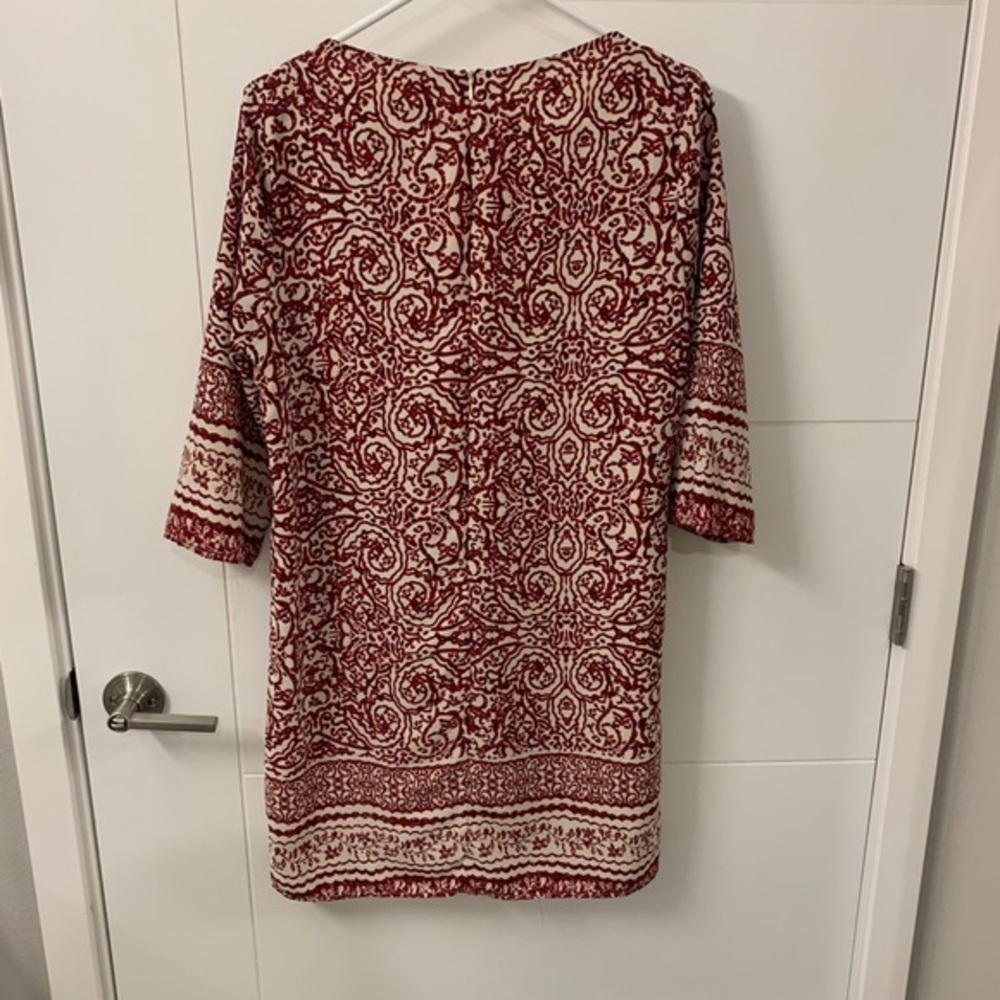 Skies Are‎ Blue Scroll Printed Dress Red Burgundy - Picture 2 of 4